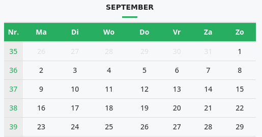 Kalender september 2025